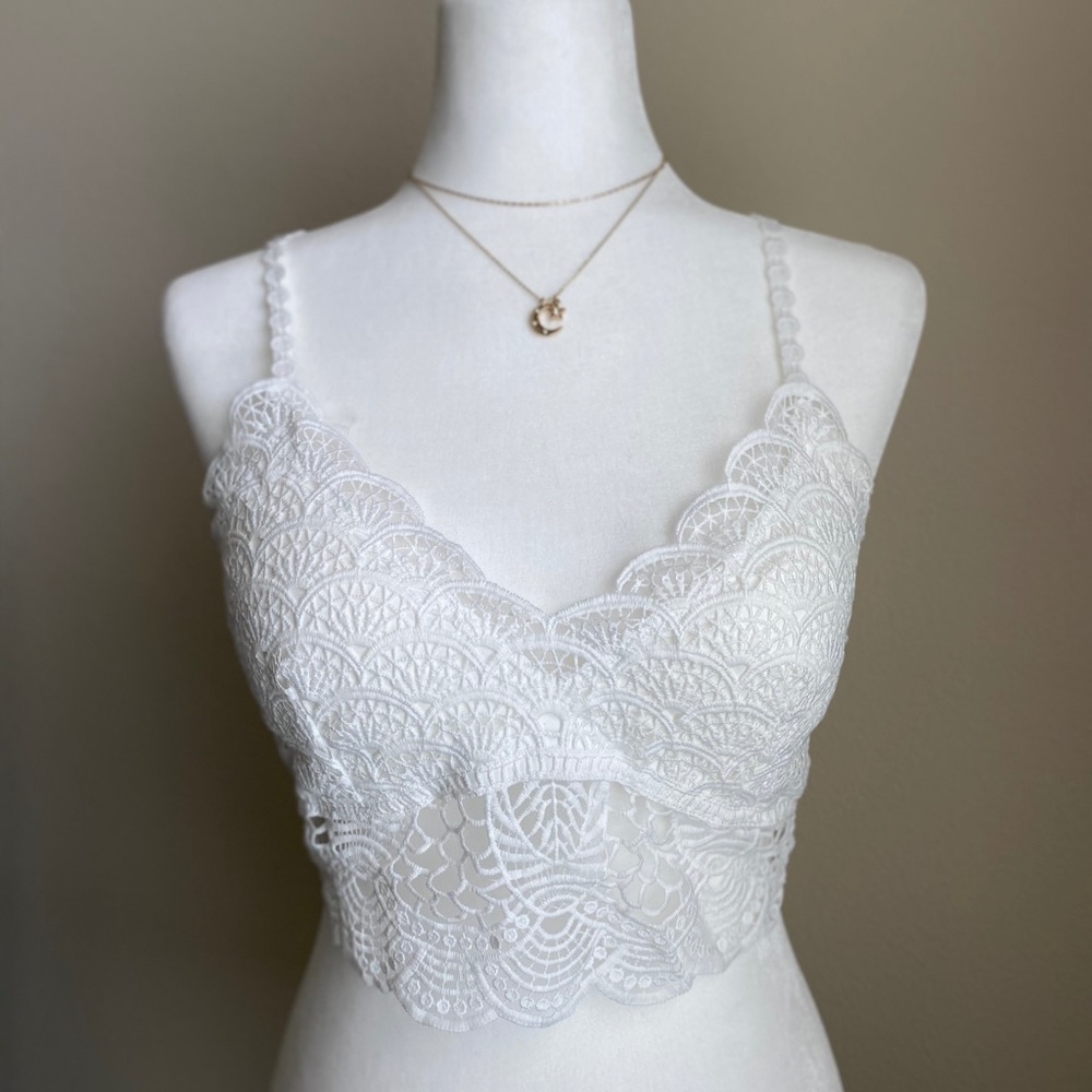 White Lace Crop Top